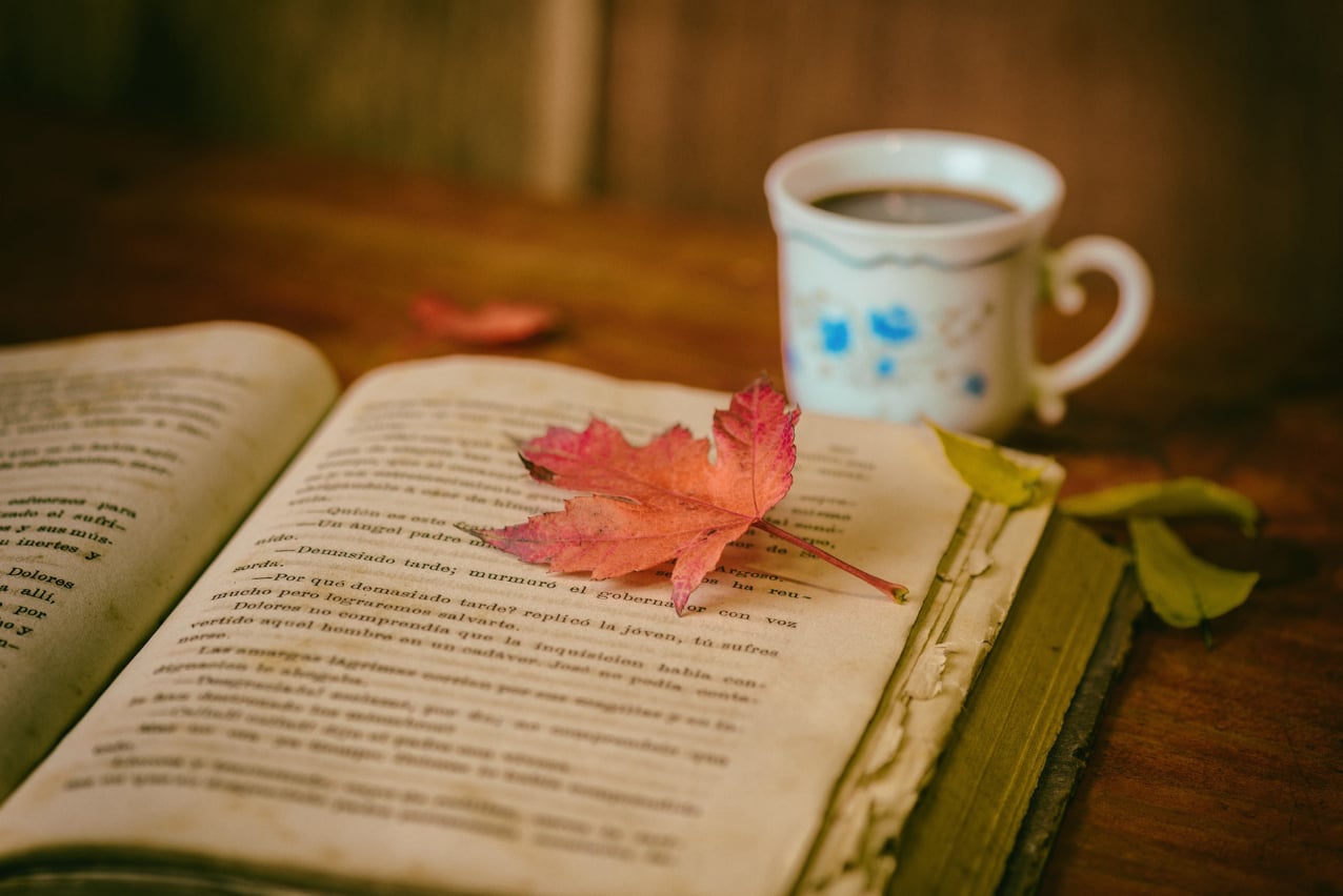 Open book and coffee